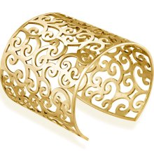 Mondevio 18k Gold over Stainless Steel Filigree Design Cuff Bracelet (SYTH2590)