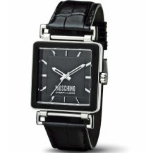 Moschino Mw0062 Lets Ask Ss Black Dial Strap Watch