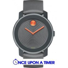 Movado Bold Unisex Large Watch Grey & Orange Aluminun Case Silicone Strap