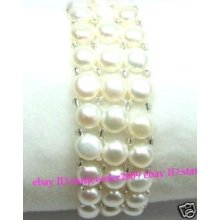 Natural Freshwater Pearl Bracelet Flat Round 6''