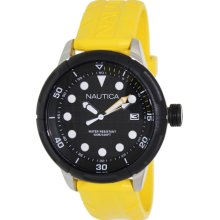 Nautica Men's Nmx 601 N16634G Yellow Rubber Quartz Watch with Black Dial