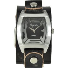 Nemesis Men's Rugged Black Leather Cuff Watch (Nemesis Rugged Black Leather Cuff Watch VGB067K)