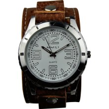 Nemesis Men's Sporty Racing Leather Strap Watch (Durable mineral crystal protects from scratches)