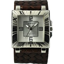 Nemesis Women's Silver on Brown Romance Classic Leather Cuff Watch (Silver on Brown Romance Classic Watch BBD034S)