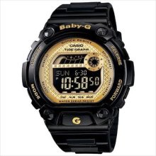 New casio baby-g mens black resin quartz with tide graph watch blx100-1c