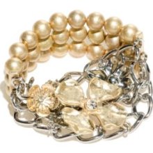 New DirectionsÂ® Multi Metal and Crystal Flower Stretch Bracelet