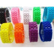 New fashion Red LED plastic Lava unisex sports Data wrist Gifts watch 8 colors