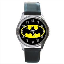 NEW* HOT BATMAN LOGO Round Metal Wrist Watch Gift - Silver - Silver Tone