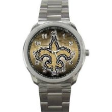 New Orleans Saints Unisex Silver-Tone Sports Metal Watch 01