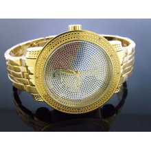 New Techno Master 12 Diamonds TM-2132 Yellow Gold Watch World MapNew Techno Mast