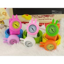 New Watch Silicone Rabbit Candy Color Pops Circle Pat Automatic Tape