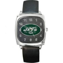 New York Jets Unisex Silver-Tone Square Metal Watch 04