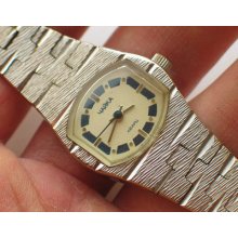 Nice Soviet Chaika Ladies Watch Quartz. White Gold Case W/ Bracelet