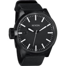 Nixon Men's 'Chronicle' Leather Strap All Black Watch A127-001-00 ...