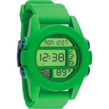 Nixon Men's Unit A197875-00 Green Rubber Quartz Watch with Digital Dial