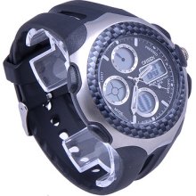 Ohsen Black Digital Analog Date Alarm Blacklight Sport Rubber Quartz Wrist Watch