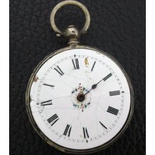 Old Antique Estate Hand Carved Silver Pocket Watch For Parts