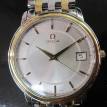 Omega De Ville Prestige Men's Watch Quartz Sapphire All Stainless S Two Tone