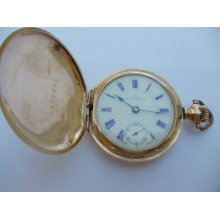 Omega Gold Filled Hunters Case Pocket Watch Nice