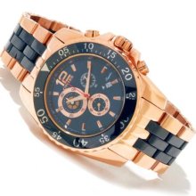 Oniss Men's Quartz Chronograph Stainless Steel & Ceramic Bracelet Watch BLUE