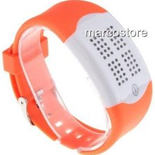 Orange & White Touch Key Technology Digital Display Blue LED Watch -