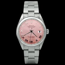 Oyster bracelet preowned rolex watch datejust pink roman dial SS