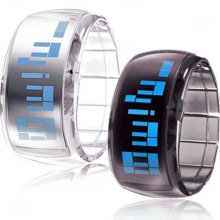 Pair of Bracelet Design Future Blue LED Wrist Watch