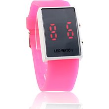 Peach Red Silicone Band Red Unisex LED Sports Wrist Watch