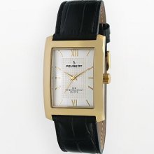 Peugeot Gold Tone Leather Watch - Men