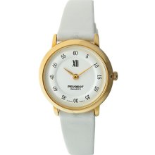 Peugeot Gold Tone Leather Watch - 380-7 - Women