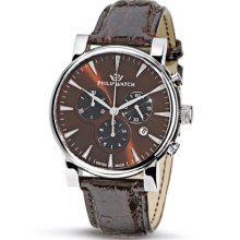 Philip Men's Wales Chronograph Watch R8271693055 With Quartz Movement, Brown Dial And Stainless Steel Case