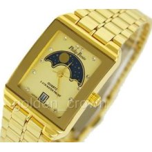 Philip Persio Multifunction Gold Moon Phase Mens Watch