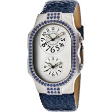 Philip Stein Watches Women's Dual Time Silver Dial Blue Genuine Pebble