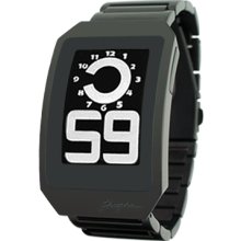 Phosphor Unisex Digital Hour Black eInk Watch - Stainless Bracelet - DH06