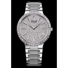 Piaget Dancer Large Unisex White Gold Pave Diamond Watch G0A31163