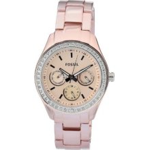 Pink Fossil Stella Aluminum Blush Chronograph Dial W... - Jewelry