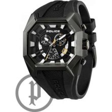 Police Men's Hunter, Black Dial, Black Rubber Strap 13837JSU/02 Watch