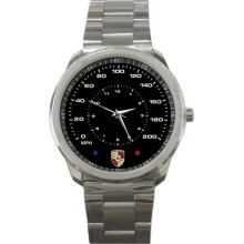 Porsche SE Germany Sport Car Speedometer Metal Watch - Silver - Stainless Steel