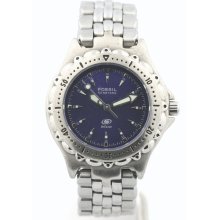 Pre-owned Fossil Blue Stainless Steel Ladies Watch