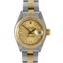 Pre-owned Rolex Women's 18k Gold Two-tone Diamond Datejust Watch (Womens watch)