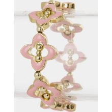 Pretty Outlined Clover Stretch Bracelet (Pink)