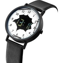 Projects Mens Digital Destruction Digital Stainless Watch - Black Leather Strap - White Dial - 7266BB