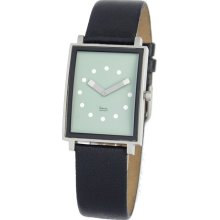 Projects Womens Sage Michael Graves Stainless Watch - Black Leather Strap - Green Dial - 9710Sage