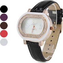 PU Women's Elegant Leather Style Analog Quartz Wrist Watch (Assorted Colors)