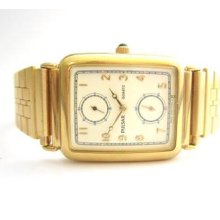 Pulsar Rectangle Yellow Plated N.o.s. Gents Watch