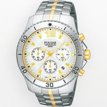 Pulsar Two Tone Stainless Steel Chronograph Watch - Pt3291 - Men