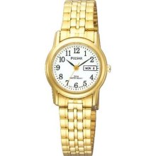 Pulsar Women's Pxu040x Dress Gold Tone S/s Watch Made By Seiko