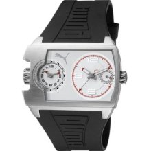 Puma Mens Motor Collection Stainless Steel Case Dual Time Black Resin Watch