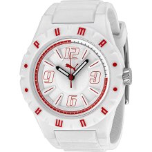 Puma Traction White Dial White Rubber Mens Watch PU910811005