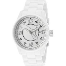 Puma Womens Race Injection White Dial Date Window Plastic Bracelet Watch